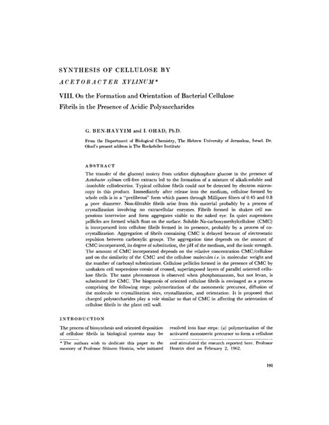 Pdf Synthesis Of Cellulose By Acetobacter Xylinum Viii On The