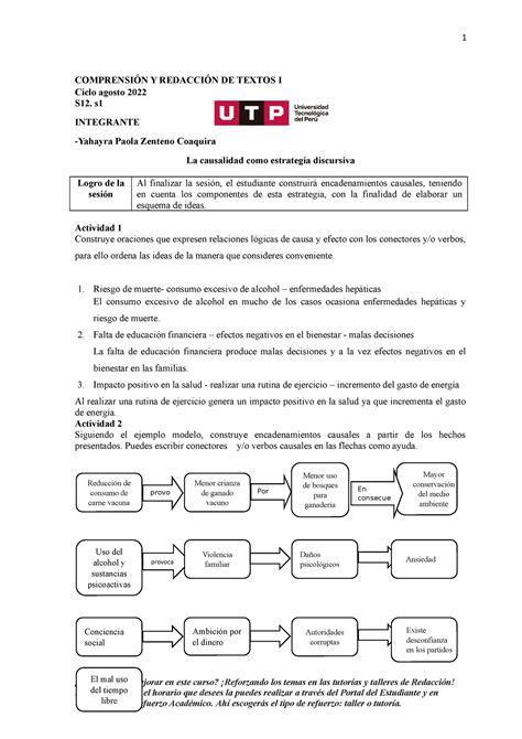 S S Resolver Ejercicios La Causalidad Como Estrategia Discursiva