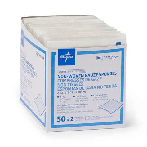 Medline Sterile Nonwoven Gauze Sponges 2s 4ply 2x2 100ct