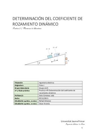 Practica 3 Determinacion Del Coeficiente De Rozamiento Pdf