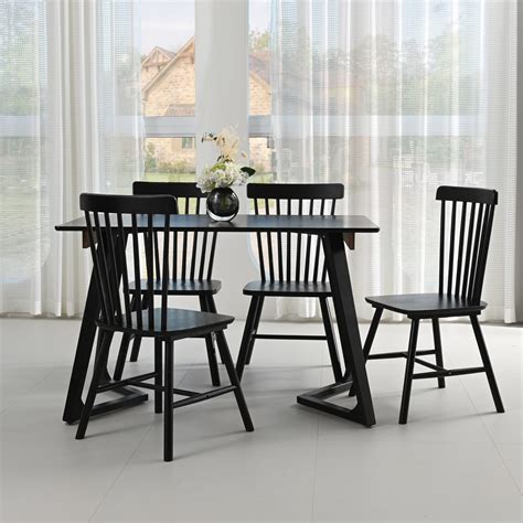 Delavin Solid Wood Dining Chairs Set Of 4 Mid Century Modern Dining Room Chairs Farmhouse Oak