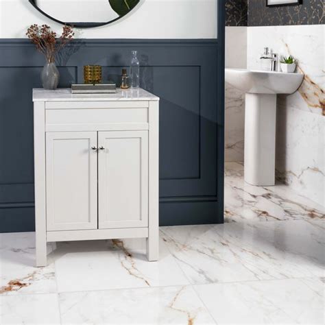 Barnaby White Marble Effect Gloss Rectified Floor Tile Tile Mountain