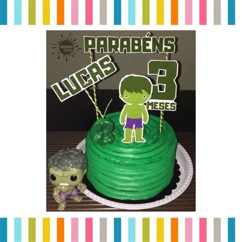 Topo de bolo topper grande O incrível Hulk Elo7 Birthday cake