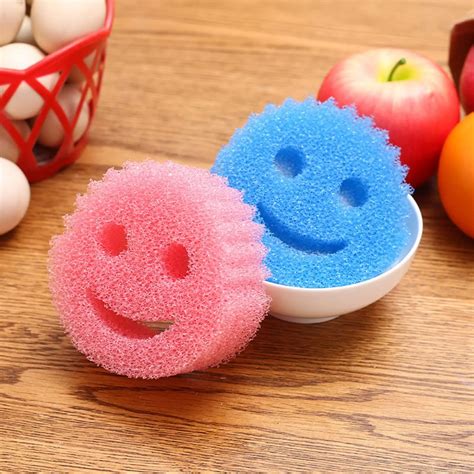 Kitchen Scrub Happy Face Sponge Temperature Responsive Sponge Dishes