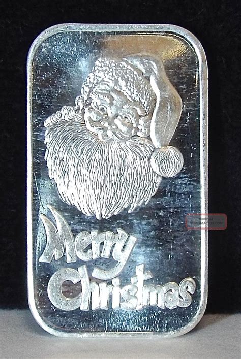 Santa Merry Christmas Silver Art Bar 1 Oz 999 Silvertowne Sku 0002