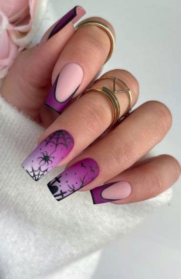 Spooktacular Halloween Nail Designs Ombre Purple Scary Night Nails