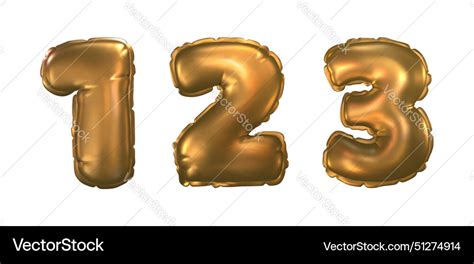 Golden inflatable helium balloon number 12 and 3 Vector Image