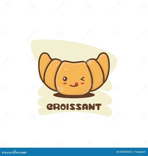 Cute Croissant Cartoon Character Crossiant Mascot Funny Positive And