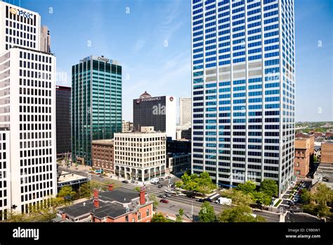 Skyscrapers And Office Towers In Downtown Columbus Ohio Stock Photo