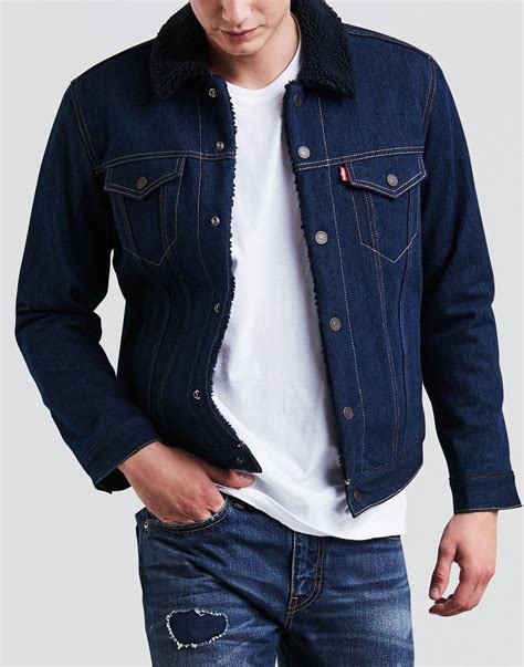 Levi S Type Sherpa Retro Mod Denim Trucker Jacket Indigo Sheep