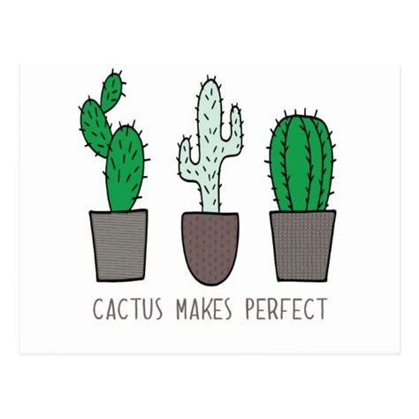 Cactus Makes Perfect Pun Postcard Zazzle Cactus Plant Puns Plants