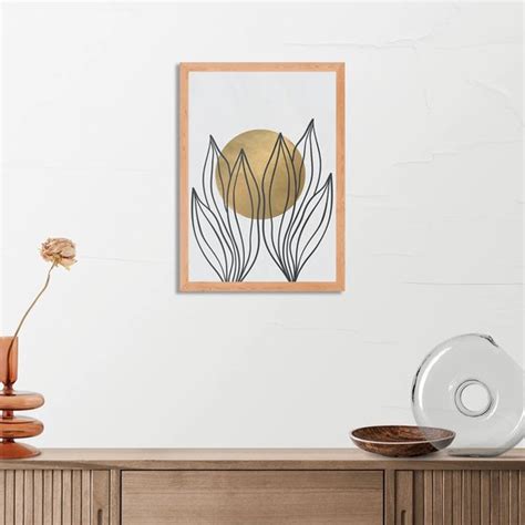 Poster Scandinavisch Design Plant Met Goud Element 01 Rechthoek