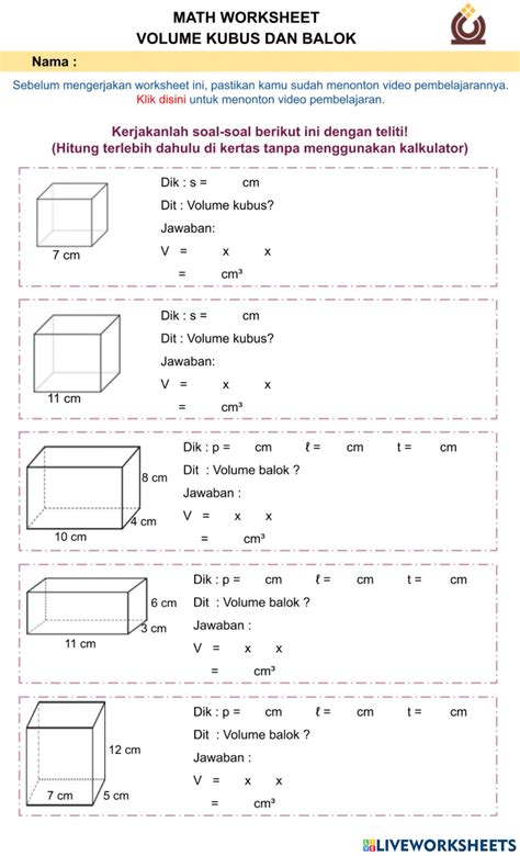 Detail Contoh Soal Volume Kubus Dan Balok Koleksi Nomer 1