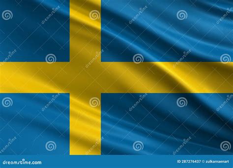 Sweden Flag with Fabric Texture, Official Colors, 3D Illustration Stock ...