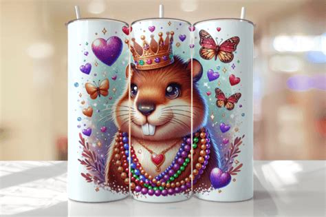 Cute Beaver Mardi Gras Tumbler Wrap Graphic By Thedigitalstore