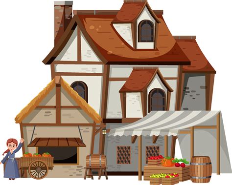 Medieval historical building in cartoon style 12193319 Vector Art at