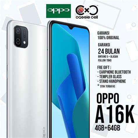 Jual Oppo A16k 4GB 64GB Baterai 4230mAh IPX4 Tahan Cipratan Air