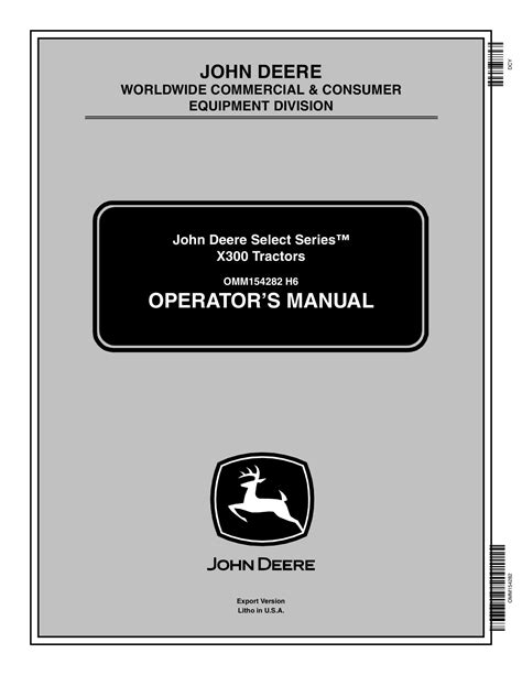 John Deere X300 Tractors Operator Manuals OMM154282