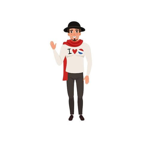 Premium Vector Smiling French Man Character Dressed In Traditional