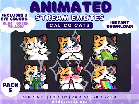 Calico Cat Animated Twitch Emote Pack Animated Cat Twitch Etsy