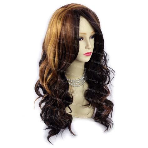 Wiwigs Wavy Strawberry Blonde And Golden Blonde And Dark Brown Long Ladies Wigs Wiwigs Uk