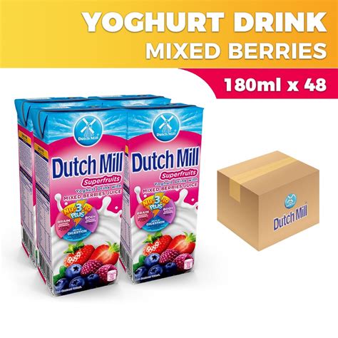 Dutch Mill Yoghurt Drink Superfruits With Mixed Berries Juice 180ml X