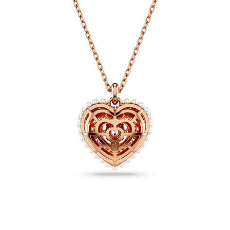 Swarovski Jewelry Hyperbola White And Rose Gold Heart Pendant Necklace Crystal Classics