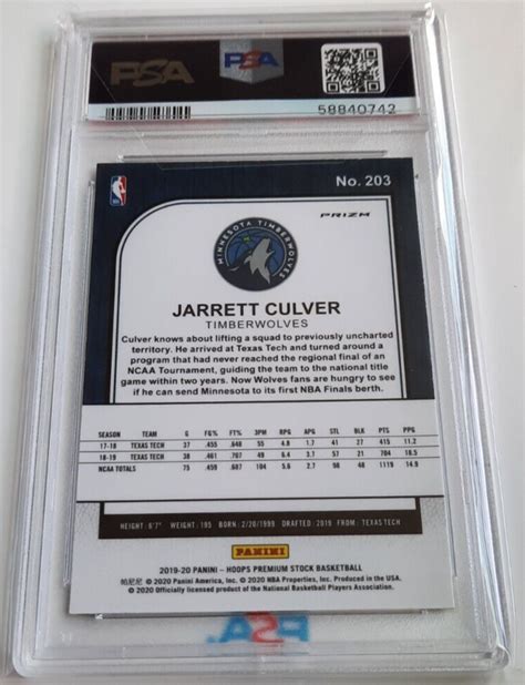 Jarrett Culver Nba Hoops Premium Stock Silver Prizm Psa