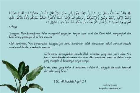 Surah Al Maidah Ayat 12 Arab Latin Dan Artinya Tentang Perjanjian Dan