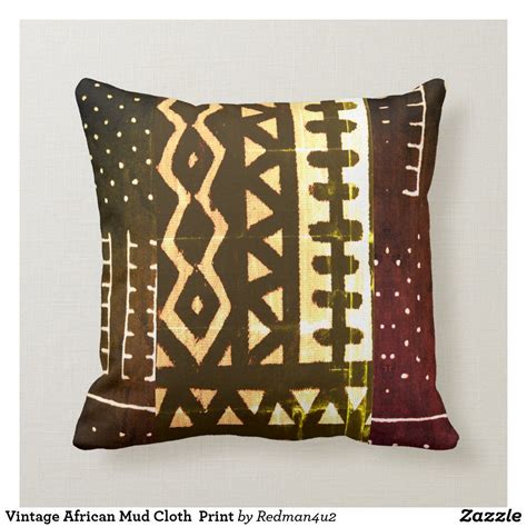 Vintage African Mud Cloth Print Throw Pillow Zazzle African Mud