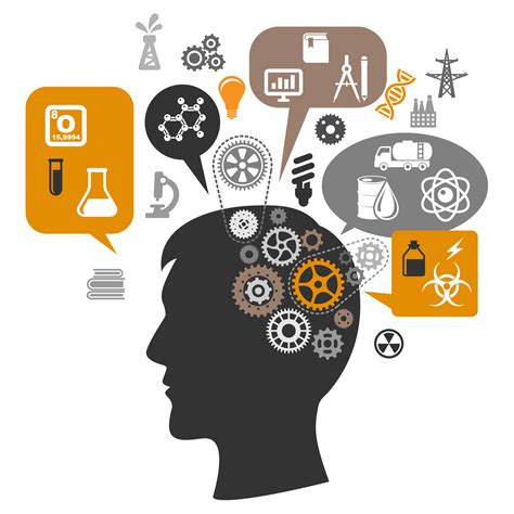 Scientist head with gears and thought bubbles 11522316 Vector Art at