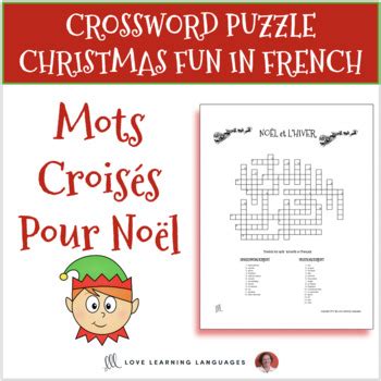 French No L Mots Crois S French Christmas Crossword Puzzle Tpt