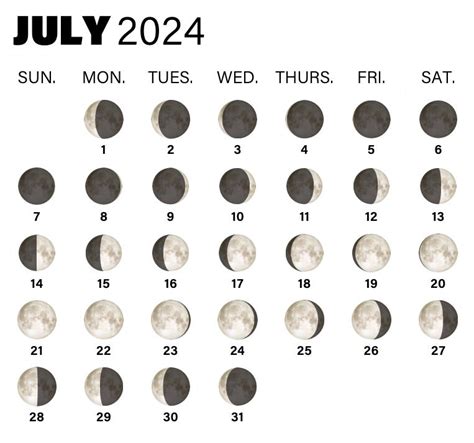 Moon Phases July 2024 Visibility - Lexi Shayne