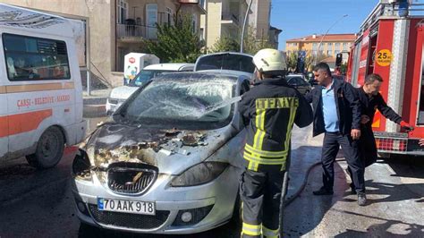 Trafik ışıklarında bekleyen otomobil bir anda alev aldı Hürsöz Gazetesi