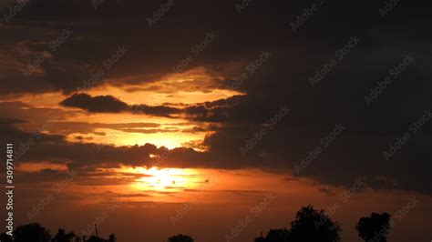 red sunset sky with dark clouds, amazing sunset dark clouds, sunset ...