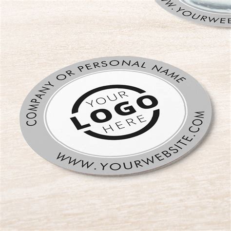 Custom Branded Business Logo Promotional Grey Round Paper Coaster