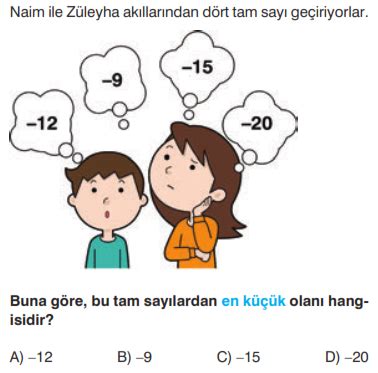 6 Sınıf Tam Sayıları Karşılaştırma ve Sıralama Online Test 1