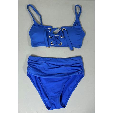 Vintage Blue Bikini Bathing Suit Swimwear Coords Matching Set Size S