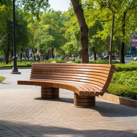 New Modern Bench In Park Outdoor City Architecture Wooden Benches