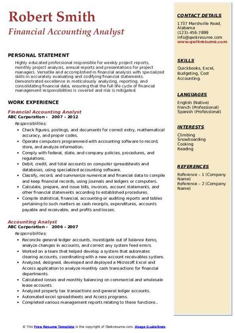 Accounting Analyst Resume Samples Qwikresume