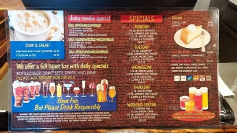 Menu Of Juicy Seafood In Huntsville Al 35816