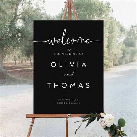 Minimalist Black Wedding Welcome Sign Template Modern Wedding Welcome