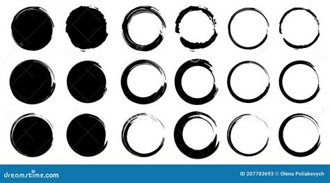 Brush Circles Grunge Texture Hand Drawn Round Shape Watercolor