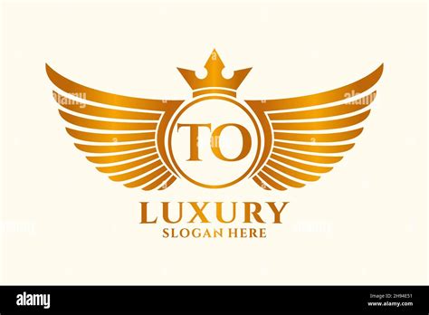 Luxury Royal Wing Letter TO Crest Gold Color Logo Vector Victory Logo