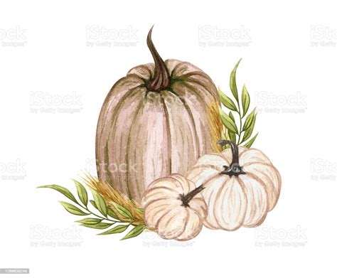 Watercolor Pumpkin Composition Floral Pumpkins Halloween Clip Art Autumn Design Elements Fall