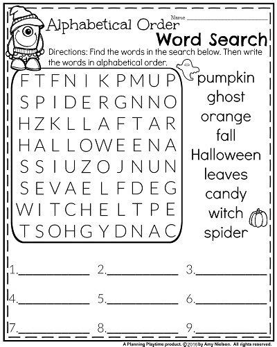 Free Halloween Worksheets For 3rd Grade