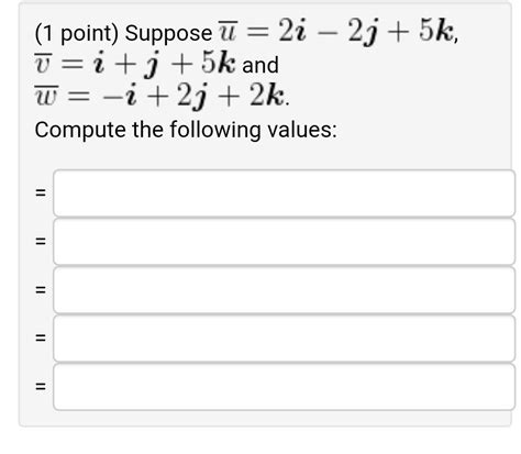 1 Point Suppose Uˉ 2i−2j 5k Vˉ I J 5k And