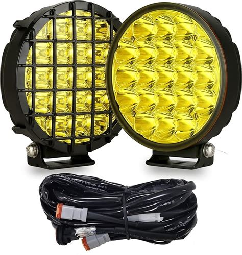 Biglionx 6inch Amber Round Led Offroad Lights 2pcs 210w Yellow Spot Driving Offroading Fog