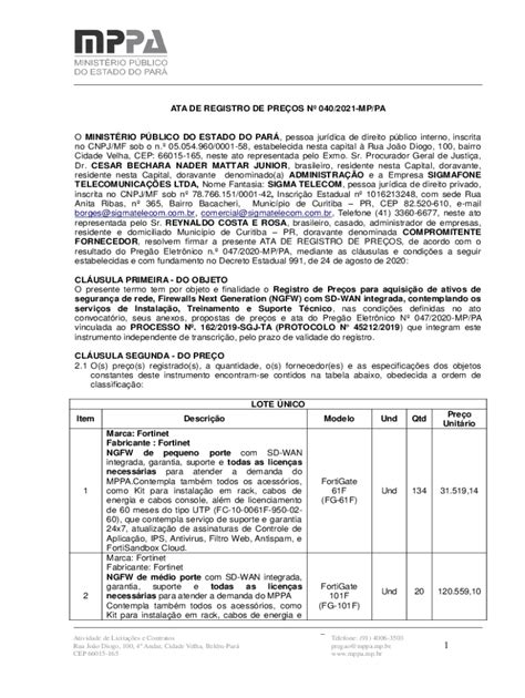 Preenchível Disponível www2 mppa mp ata de registro de preos n 020