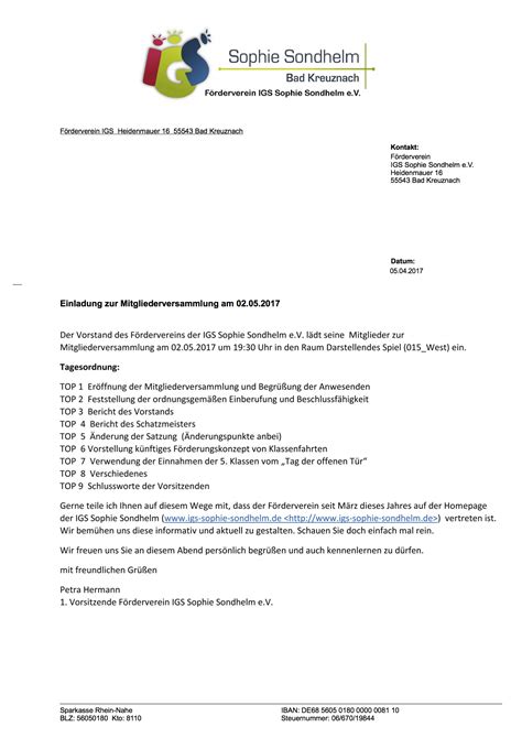 Einladung zur Mitgliederversammlung des Fördervereins IGS Sophie